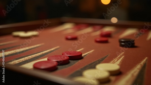 Backgammon Board With Checkers Close-Up