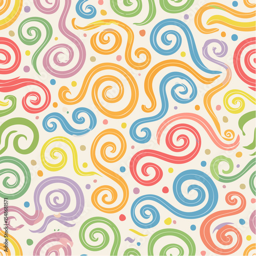 Colorful abstract pattern with swirling lines and dots.