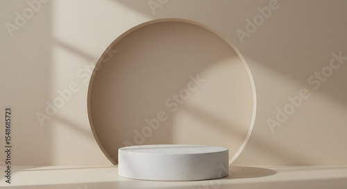 White cosmetic container placed on clean white table background