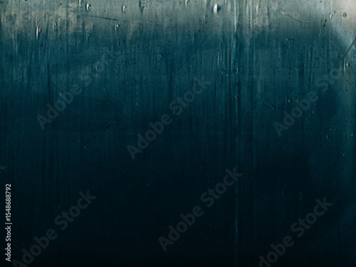 Condensation texture. Dirty foil. Blue color dust scratches drops distressed weathered texture aged surface dark black grunge on abstract background.