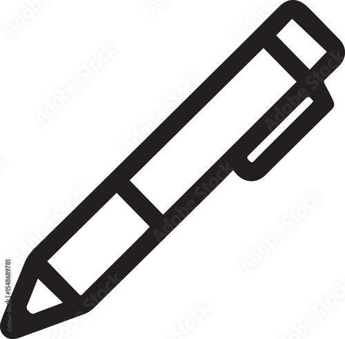 Black and White Stylus Pen Icon Graphic Design Element Simple Line Art Illustration for Website Mobile App User Interface Design Background
