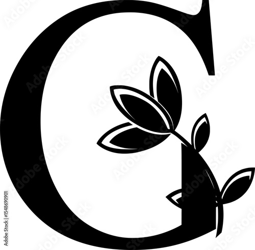 HD vector logo of letter G with flower. Element logo