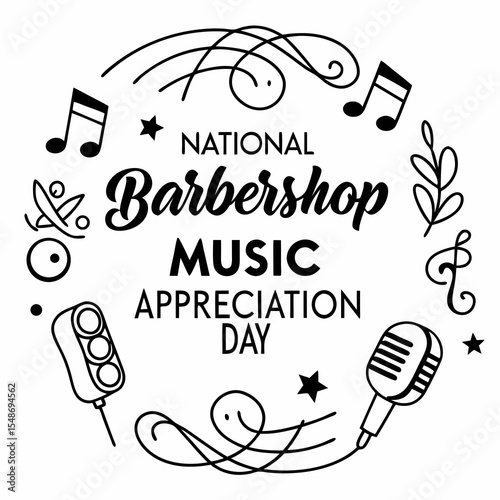 NATIONAL BARBERSHOP MUSIC APPRECIATION DAY vector illustration
