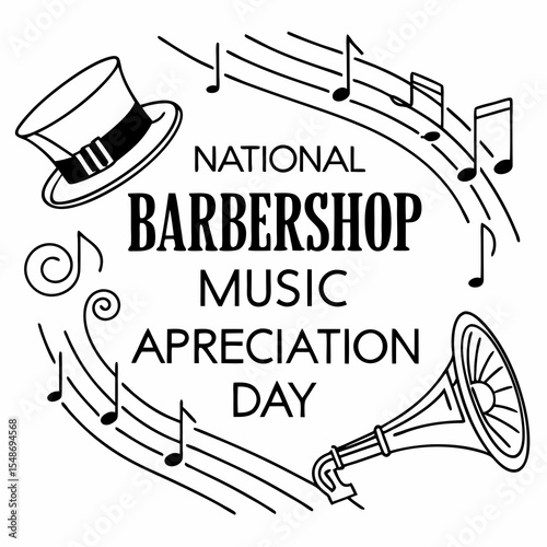 NATIONAL BARBERSHOP MUSIC APPRECIATION DAY vector illustration