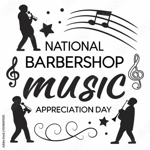 NATIONAL BARBERSHOP MUSIC APPRECIATION DAY vector illustration