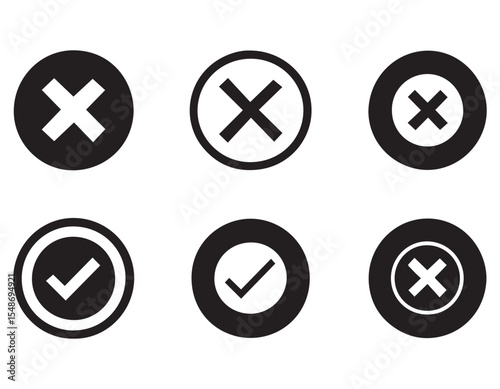 Collection of Simple Checkmark and Cross Mark Icons  Perfect for User Interfaces and Web Design