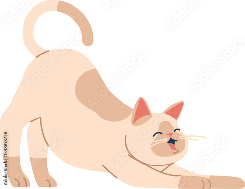 Lovely cat stretching body vector illustration