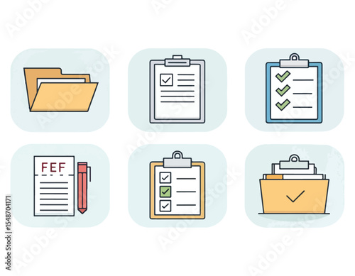 Organized Workflow File Management and Checklist Icons