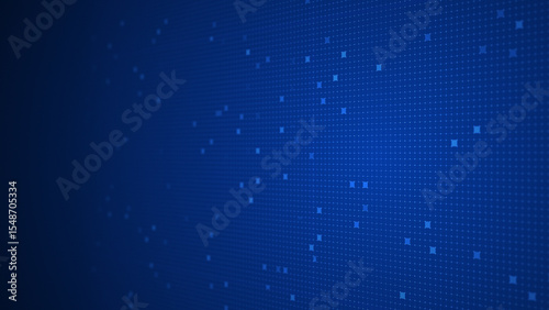 Abstract blue digital grid background, perfect for tech, network, or data visualization. Modern geometric pattern with squares and dots creating a futuristic matrix feel, 3D render.