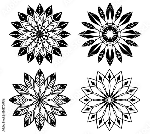 set of floral elements