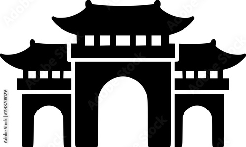 Traditional Korean Palace Gate Outline Icon