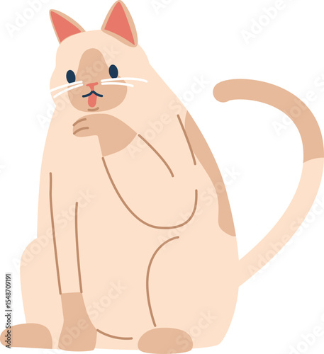 Lovely cat licking paw vector illustration