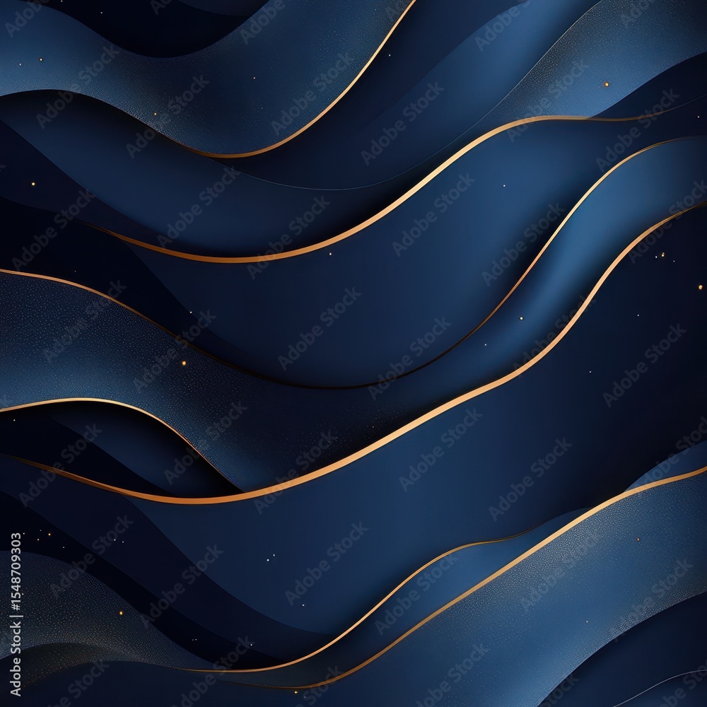 Fototapeta premium Abstract navy blue and gold wave design