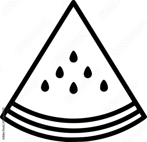 Watermelon Slice Outline Icon for Fruit & Summer