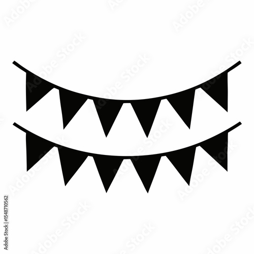Bunting Flat Design USA Icon with Side Shadow