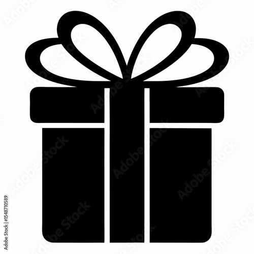 Gift box silhouette, christmas present icon, vector illustration