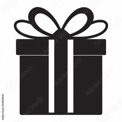 Gift box silhouette, christmas present icon, vector illustration