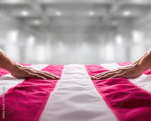 Two hands resting on a vibrant American flag