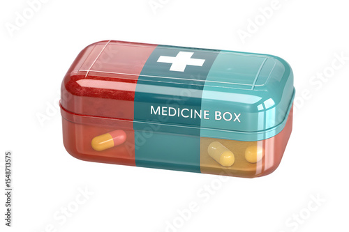 3D Glossy Medicine Box Icon, Pharmaceutical Packaging Illustration