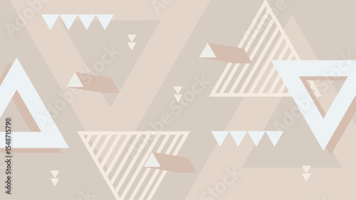 Abstract beige and white geometric triangle pattern suitable for backgrounds, posters, textile prints, and modern design projects.