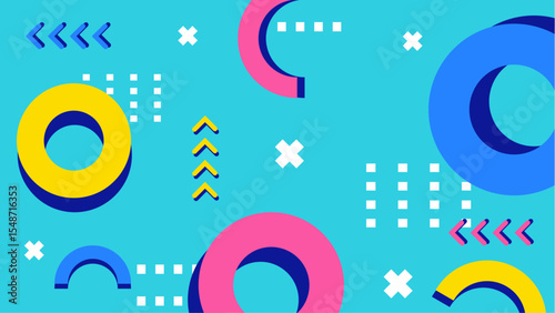 Vibrant abstract design with colorful circles and arrows suitable for marketing materials, presentations, web design, and social media graphics.