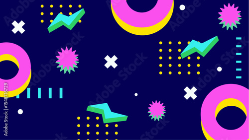 Abstract design featuring vibrant geometric shapes and colors, suitable for backgrounds, prints, posters, and modern design projects. Bold and visually striking visual element.