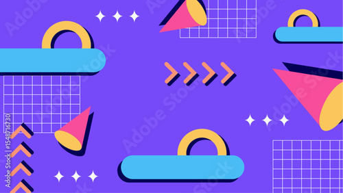 Abstract 80s style geometric design perfect for posters, backgrounds, and digital art projects needing a retro inspired aesthetic.