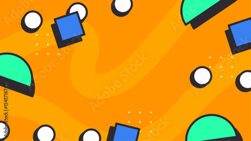 Abstract green and teal shapes on an orange background, suitable for vibrant and modern design concepts needing simple textures.