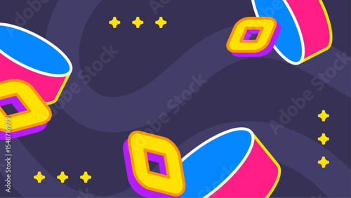Colorful abstract shapes stars on a dark background. Perfect for backgrounds, digital designs, promotional materials, and creative projects.