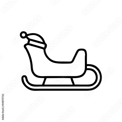 Santa’s glove placed on sleigh, minimalist Christmas icon
