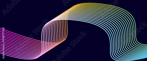 Abstract Colorful Curved Lines on Dark Background