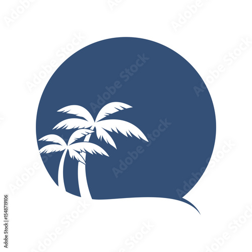 Tropical Beach Sunset with Palm Tree and Waves design