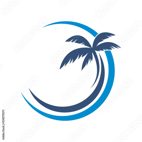Tropical Beach Sunset with Palm Tree and Waves design