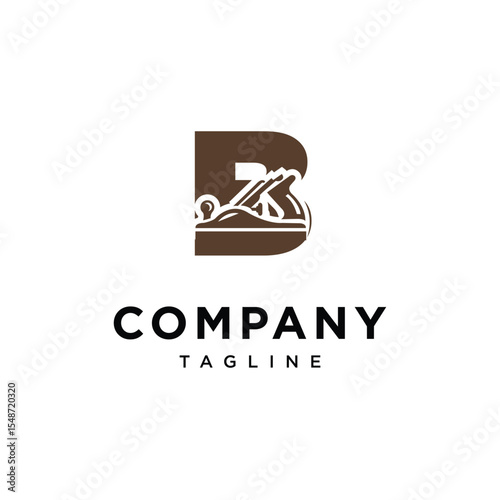 Letter B Wood Planer Logo Icon Vector
