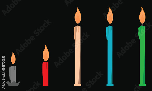 Candle light decorative festival celebration night light colorful red green blue candles decoration
