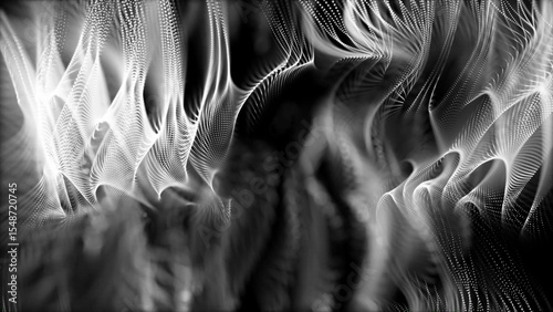 Abstract White Dotted Lines A Dynamic and Elegant Display on a Black Background This image