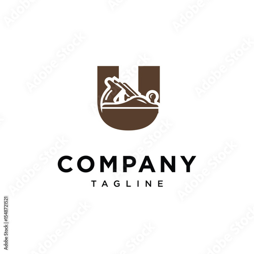 Letter U Wood Planer Logo Icon Vector
