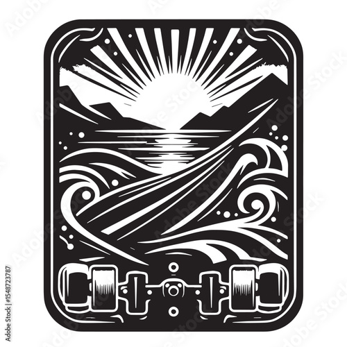 Vibrant Boogie Board Gliding on Ocean Waves for Summer Fun