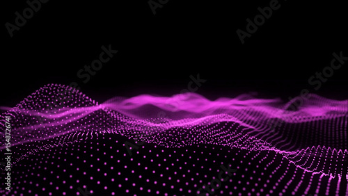 Abstract Purple Waveform on Black Background Data Visualization Technology and Futuristic Design digital landscape purple