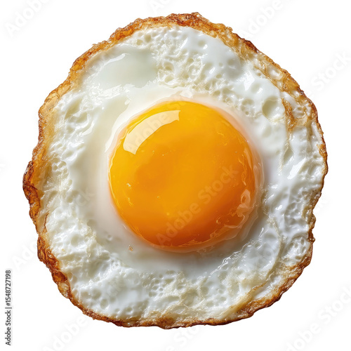 A perfectly fried egg with a runny yolk, crispy edges, and golden brown color.