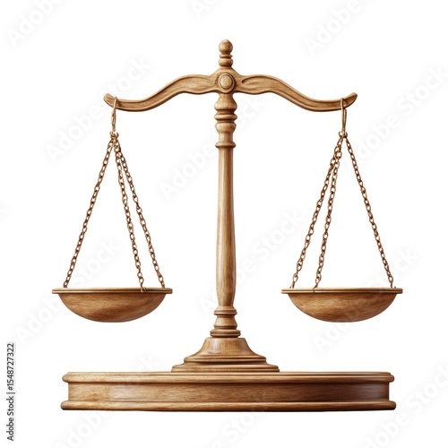 A wooden scale of justice with empty bowls, symbolizing fairness and balance in legal proceedings.