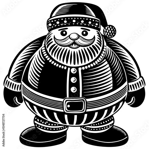 Jolly Santa Claus in Vintage Woodcut Style
