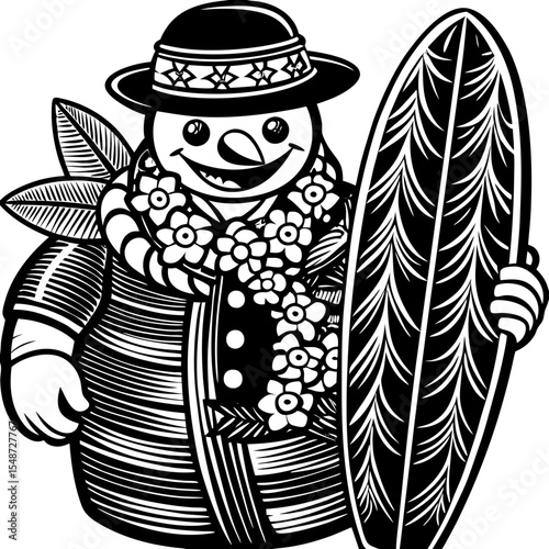 Aloha Snowman:  A Tropical Winter Holiday Illustration