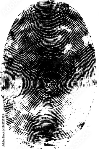 Black fingerprint isolated on transparent background. Vector illustration.