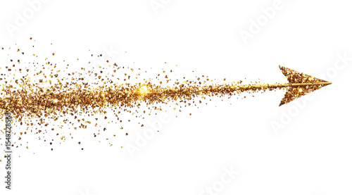 Golden arrow of glittering particles