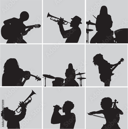 vector silhouettes of musicians