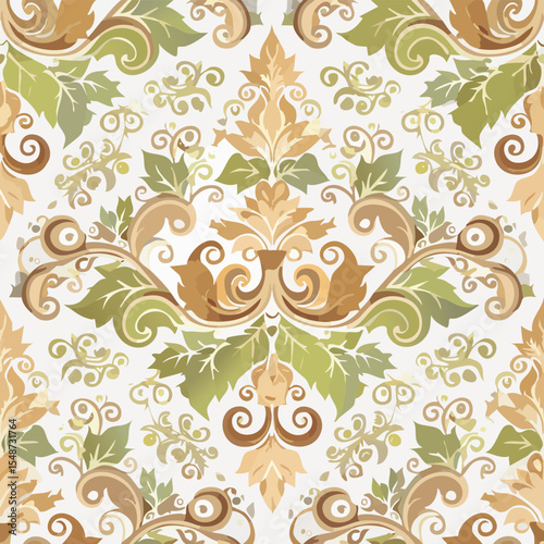 Damask seamless floral background pattern. Vector illustration