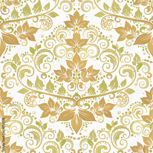 Damask seamless floral background pattern. Vector illustration