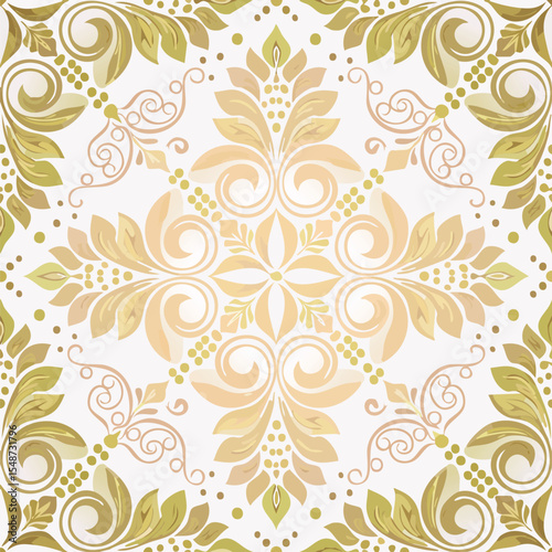 Damask seamless floral background pattern. Vector illustration