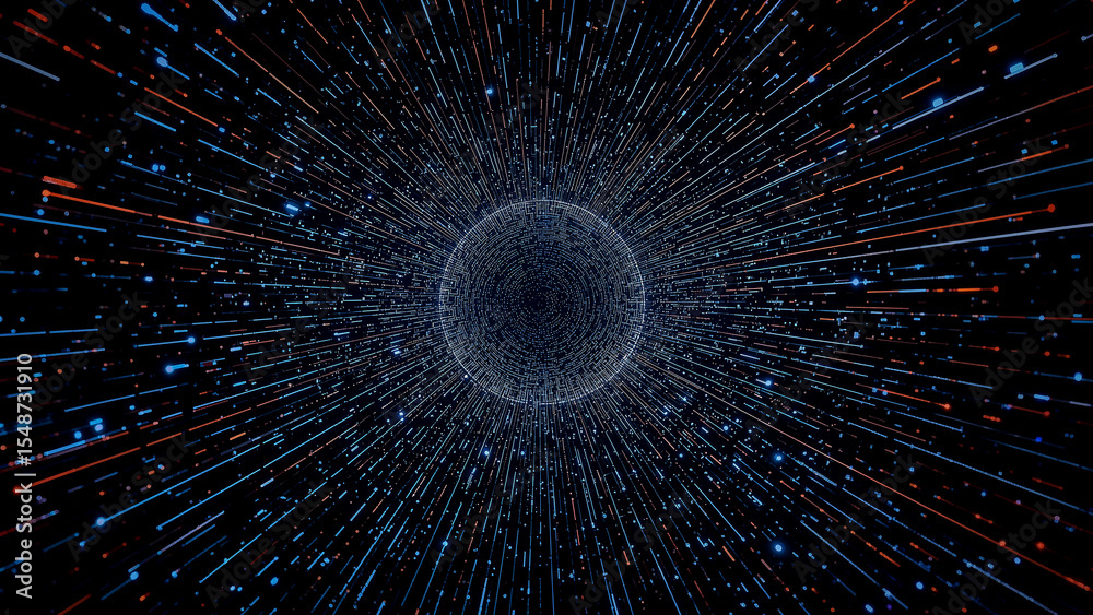 Obraz premium Cybernetic passage through the pulsating data tunnel